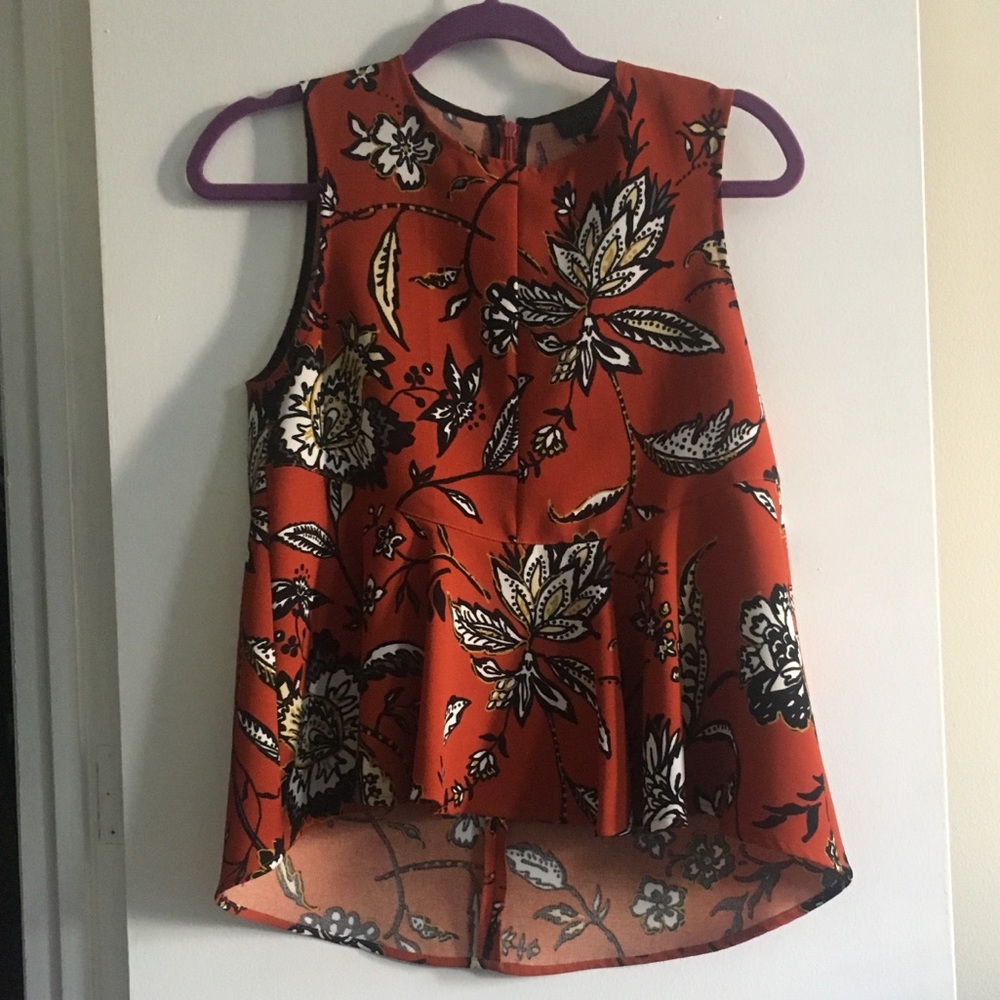 Topshop Orange Floral Top